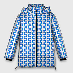 Куртка зимняя женская Синие кружки патерн, цвет: 3D-черный