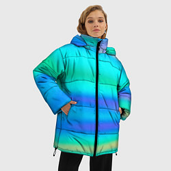 Куртка зимняя женская Неоновые мягкие полосы через матовое стекло, цвет: 3D-черный — фото 2