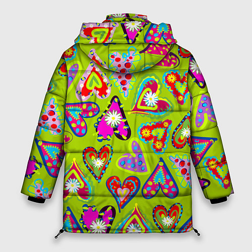 Женская зимняя куртка Сердца в мексиканском стиле / 3D-Черный – фото 2