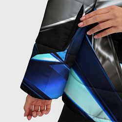 Куртка зимняя женская Синие и серебряные вставки абстракции, цвет: 3D-светло-серый — фото 2