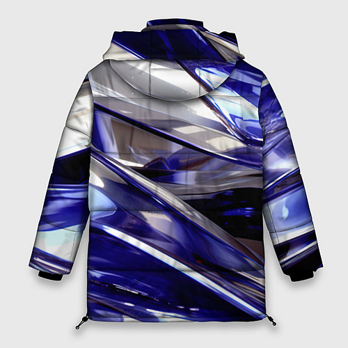 Женская зимняя куртка Синие и белые полосы абстракции / 3D-Черный – фото 2