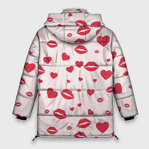Женская зимняя куртка Поцелуйчики паттерн / 3D-Черный – фото 2
