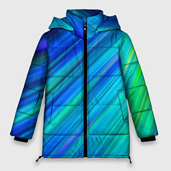 Куртка зимняя женская Неоновые синие лучи, цвет: 3D-черный
