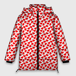 Женская зимняя куртка Маленькие красные сердечки