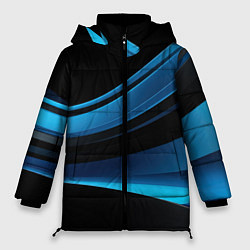 Куртка зимняя женская Черная и синяя геометрическая абстракция, цвет: 3D-светло-серый