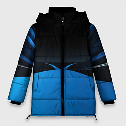 Женская зимняя куртка Геометрическая абстракция черных и синих волн
