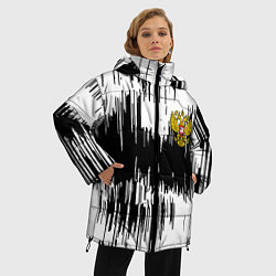 Куртка зимняя женская Россия герб штриховка, цвет: 3D-черный — фото 2