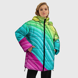 Куртка зимняя женская Волнистая абстракция градиент, цвет: 3D-черный — фото 2