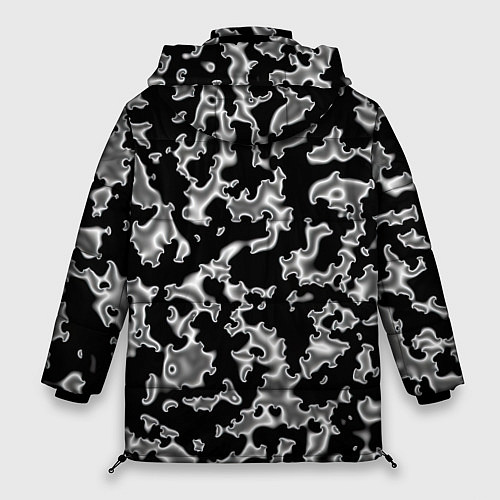 Женская зимняя куртка Капли жидкого металла - камуфляж на чёрном / 3D-Черный – фото 2