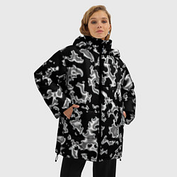 Куртка зимняя женская Капли жидкого металла - камуфляж на чёрном, цвет: 3D-черный — фото 2