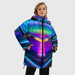 Куртка зимняя женская Неоновые линии платформы, цвет: 3D-красный — фото 2