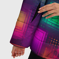 Куртка зимняя женская Разноцветные квадраты и точки, цвет: 3D-красный — фото 2