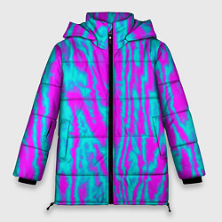 Куртка зимняя женская Абстрактные полосы неоновый, цвет: 3D-светло-серый