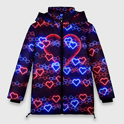 Куртка зимняя женская Оковы-сердца, красная половинка, цвет: 3D-черный