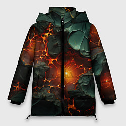 Куртка зимняя женская Объемная текстура и лава, цвет: 3D-красный