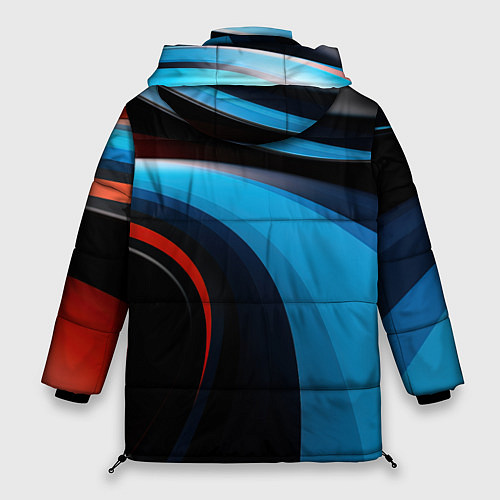 Женская зимняя куртка Черные и синии волны спортивный стиль / 3D-Черный – фото 2