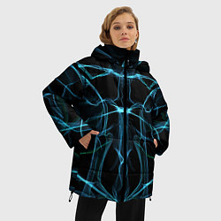 Куртка зимняя женская Мягкие абстрактные симметричные линии, цвет: 3D-черный — фото 2