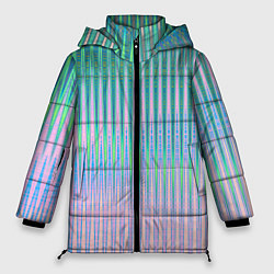 Женская зимняя куртка Голографический эффект светлых тонов полос