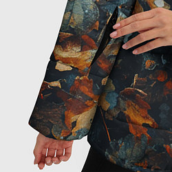 Куртка зимняя женская Реалистичный камуфляж из сухих листьев, цвет: 3D-черный — фото 2