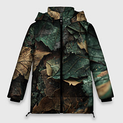 Женская зимняя куртка Реалистичный камуфляж из листьев