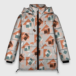 Куртка зимняя женская Геометрические фигуры: абстракция, цвет: 3D-красный