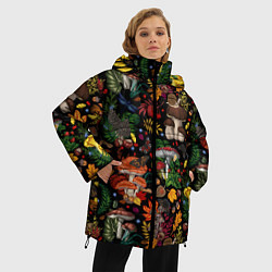 Куртка зимняя женская Фон с лесными грибами, цвет: 3D-светло-серый — фото 2