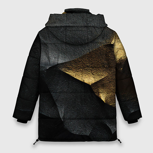 Женская зимняя куртка Черная текстура с золотистым напылением / 3D-Светло-серый – фото 2