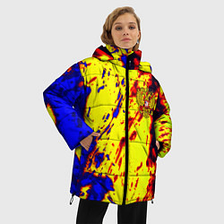 Куртка зимняя женская Герб РФ огненный стиль текстура, цвет: 3D-красный — фото 2
