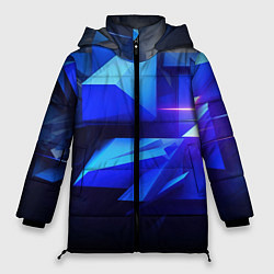 Куртка зимняя женская Black blue background abstract, цвет: 3D-черный