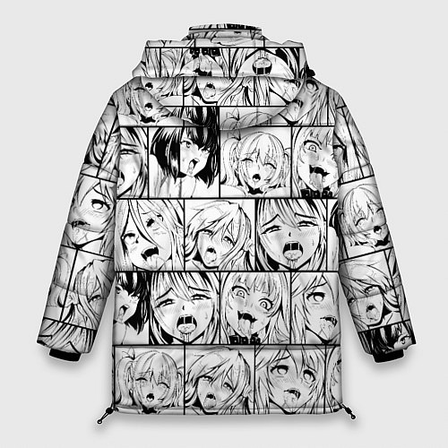 Женская зимняя куртка Ahegao pattern / 3D-Черный – фото 2