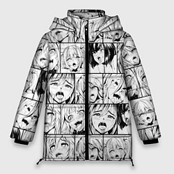 Куртка зимняя женская Ahegao pattern, цвет: 3D-светло-серый