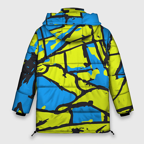 Женская зимняя куртка Жёлто-голубая графика / 3D-Черный – фото 2