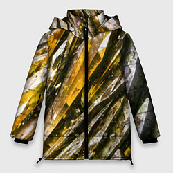 Куртка зимняя женская Драгоценные кристаллы жёлтые, цвет: 3D-светло-серый