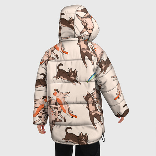 Женская зимняя куртка Коты и рыба / 3D-Светло-серый – фото 4