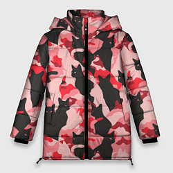 Женская зимняя куртка Розовый камуфляж из котов