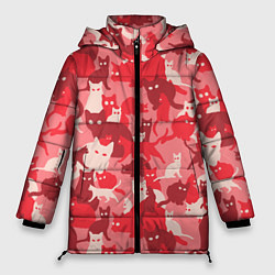 Куртка зимняя женская Розовый кошачий комуфляж, цвет: 3D-черный