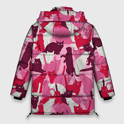Женская зимняя куртка Розовый кошачий камуфляж / 3D-Черный – фото 2
