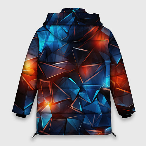 Женская зимняя куртка Синие и красные осколки стекла / 3D-Черный – фото 2