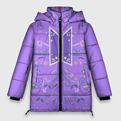 Куртка зимняя женская BTS - ARMY Цветочный принт, цвет: 3D-черный