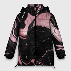 Куртка зимняя женская Черно-розовый мрамор, цвет: 3D-красный