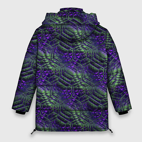 Женская зимняя куртка Фиолетово-зеленые ромбики / 3D-Черный – фото 2
