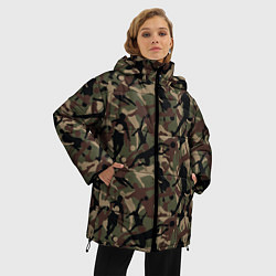 Куртка зимняя женская Футбол - камуфляж, цвет: 3D-черный — фото 2