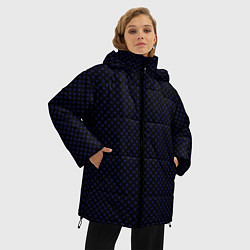 Куртка зимняя женская Чёрный паттерн в синий горошек, цвет: 3D-черный — фото 2