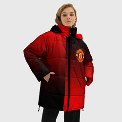 Куртка зимняя женская Манчестер Юнайтед градиент спорт, цвет: 3D-черный — фото 2