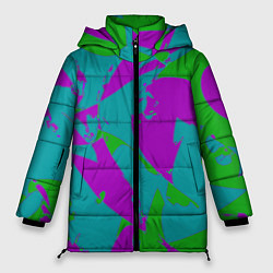Куртка зимняя женская Бирюзово-зелёная абстракция, цвет: 3D-черный