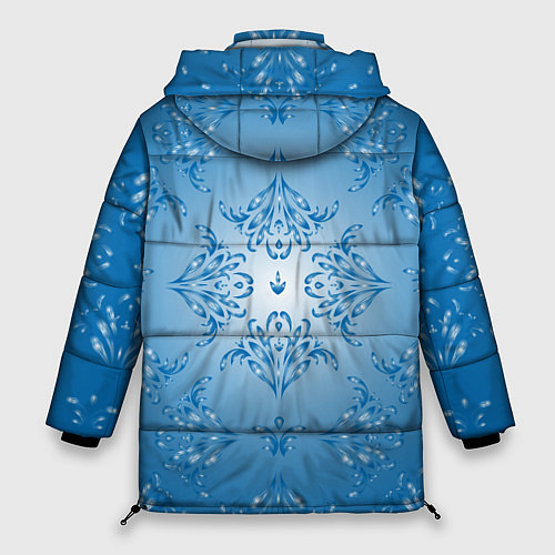 Женская зимняя куртка Векторные узоры на голубом фоне / 3D-Черный – фото 2