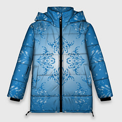 Женская зимняя куртка Векторные узоры на голубом фоне