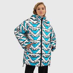 Куртка зимняя женская Бело-синий узор, цвет: 3D-светло-серый — фото 2