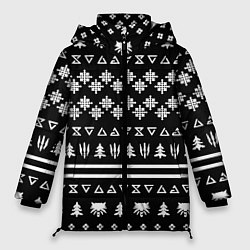 Куртка зимняя женская Ведьмак текстура гейм, цвет: 3D-светло-серый