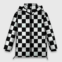 Куртка зимняя женская Шахматный паттерн доска, цвет: 3D-черный